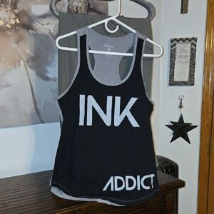 INK ADDICT Black and Gray Tank Top XL